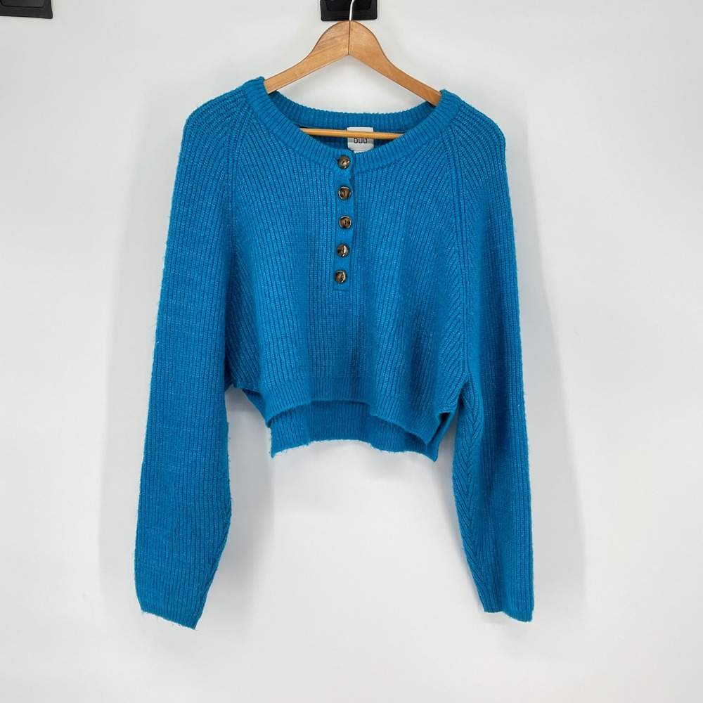 BDG Urban Outfitters Blue Cropped Oversized Knit Pullover Sweater Size‎  L